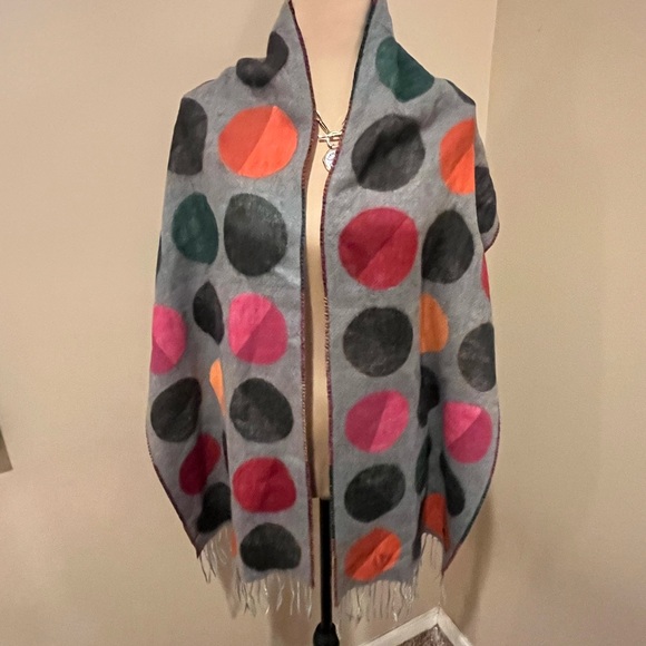 Fraas Gray Scarf with Colorful Polka Dots - Picture 4 of 6